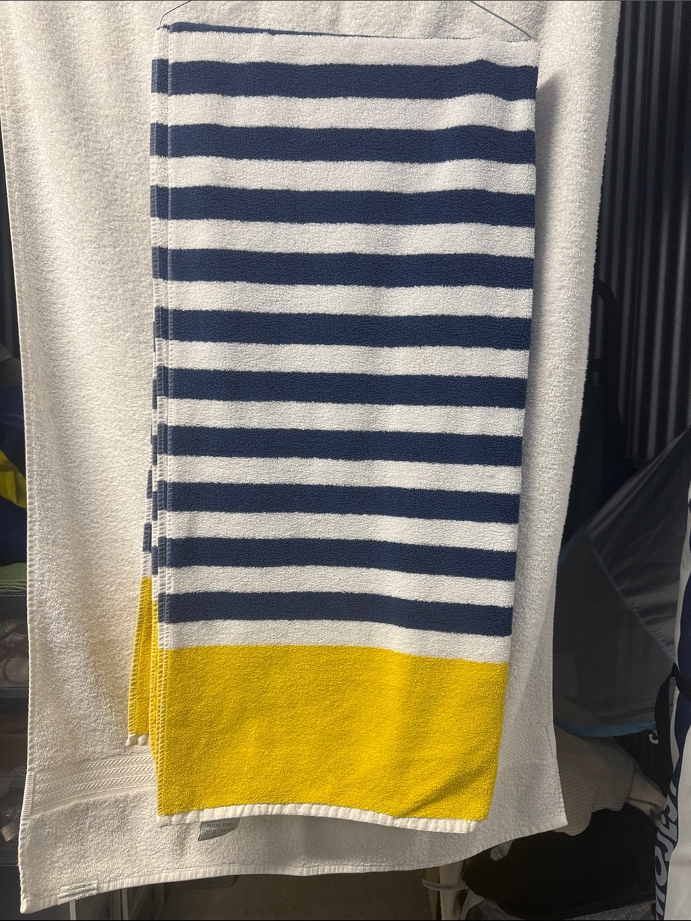 Charisma Navy and Yellow Striped Beach Towel